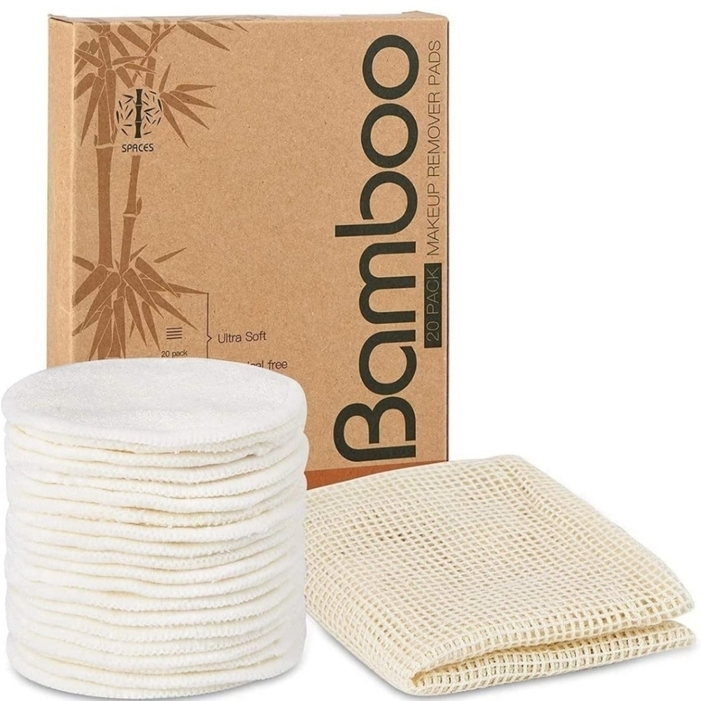 20 Packs Organic Reusable Makeup Remover Pads, Washable Eco-Friendly Natural Bam